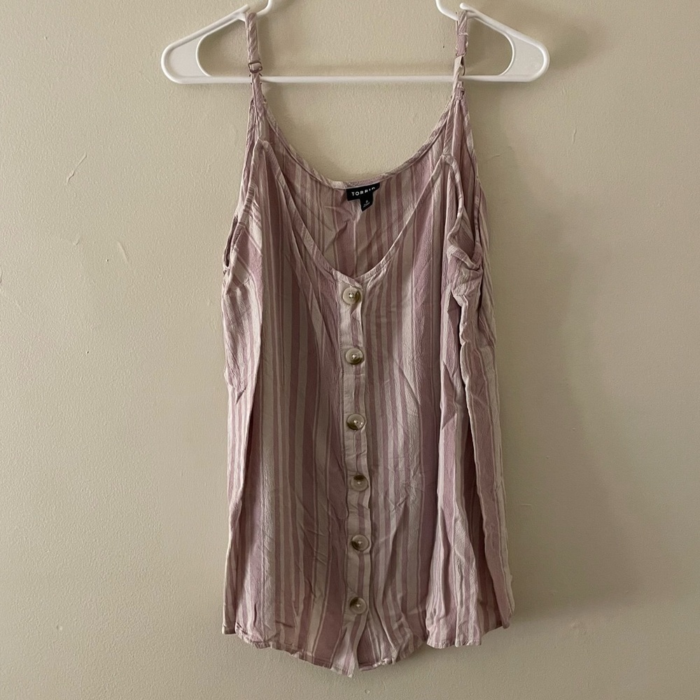 Torrid rayon pink and white striped strap top summer comfortable casual shirt
